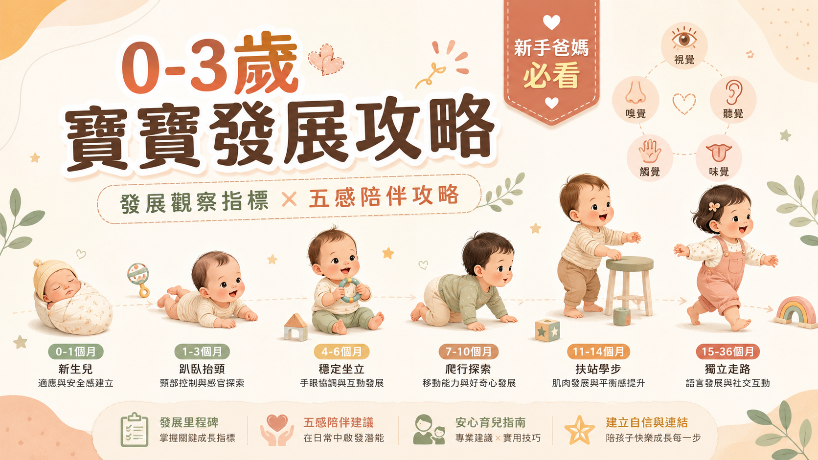 0～3歲寶寶發展攻略｜6階段發展指標＋五感陪玩懶人包（附圖卡下載）